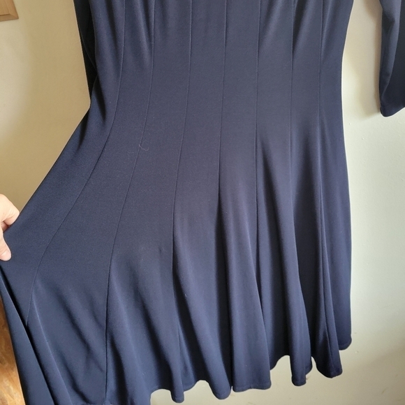RABBIT Rabbit Rabbit 3/4 Sleeve Cocktail Dress Cut Outs Navy Blue Lined 10 - Picture 7 of 11